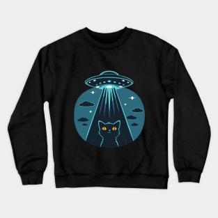 Funny UFO with Cat Crewneck Sweatshirt